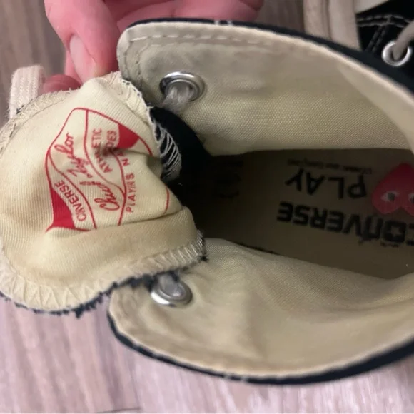 Converse Black High-Tops with Red Heart Accent - Picture 5 of 5